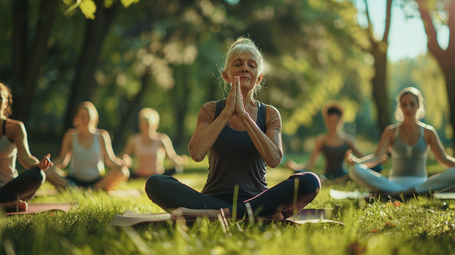 Людина практикує йогу на природі